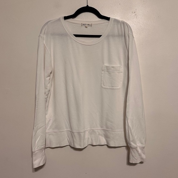 Alex Mills Cotton Pocket Long Sleeve Sweatshirt top size Medium White - Picture 1 of 5